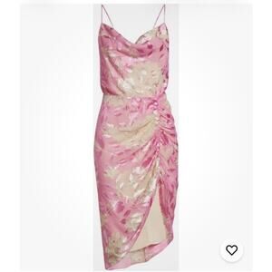 Samsoe Samsoe NEW Dapples Kirigami Pink Floral Satin Burnout Dress XL Strappy